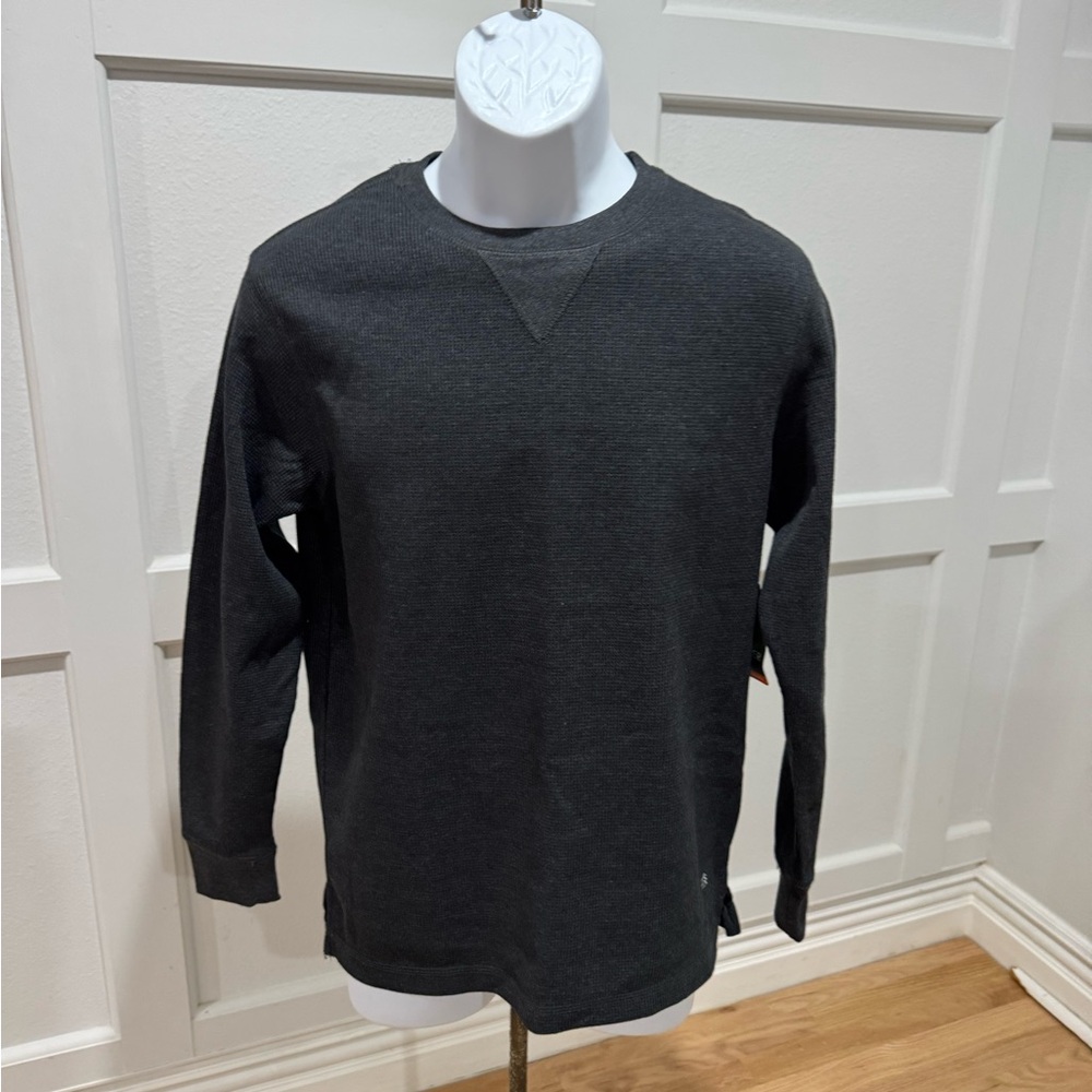 NWT Sun River Men PullOver Gray  Size M‎ Waffle Long Sleeve